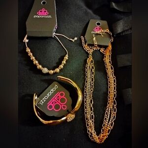 Paparazzi Gold and Brown Jewelry Set